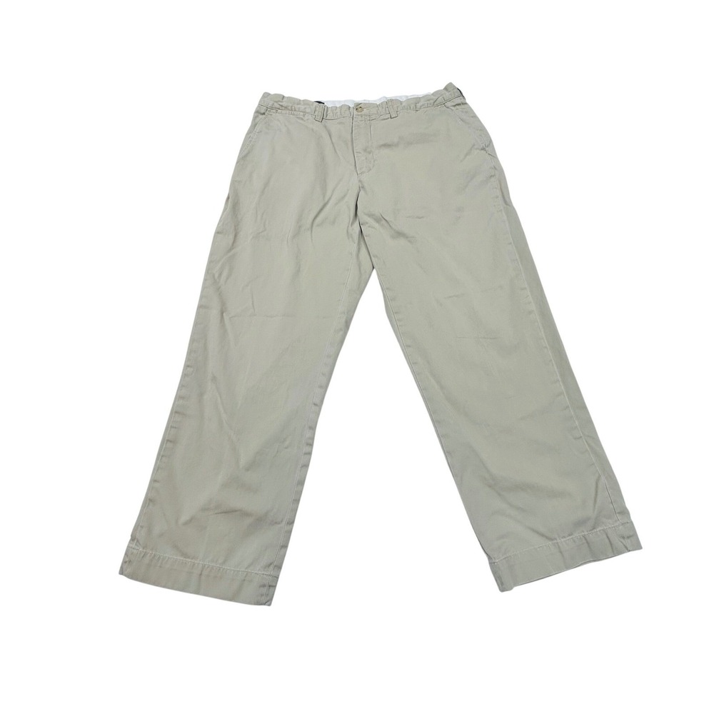 VTG Polo Ralph Lauren Preston Pants Mens 36x29 Khaki Chino Pleated‎ Classic Fit